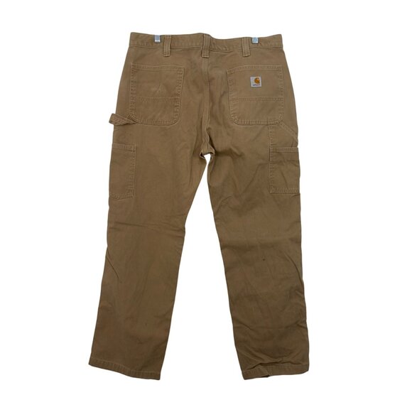Carhartt Mens Relaxed Fit Brown Work Pants 38x30 100% Cotton Durable SOME STAINS - Picture 12 of 12